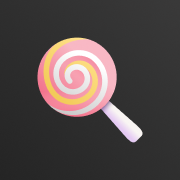 Candy AI logo with a pink and yellow lollipop app icon