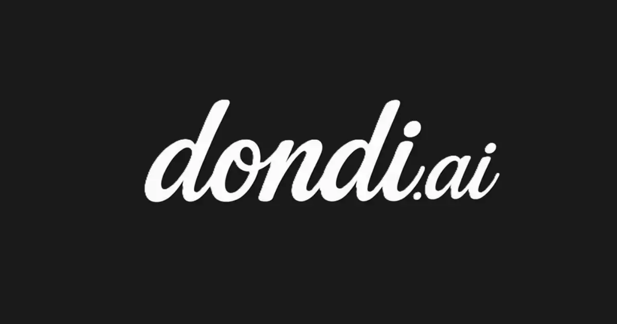 Dondi.ai logo with a white handwritten wordmark on a dark background