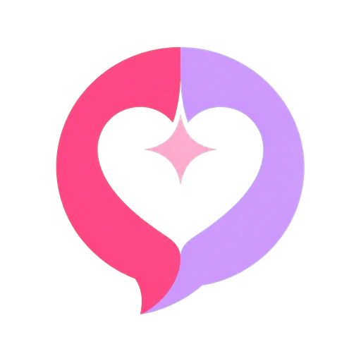AI girlfriend app reviews logo with a pink and lavender heart-shaped chat bubble